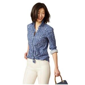 J. McLaughlin Womens Lois Blouse XS Blue ASO Good Morning America Lara Spencer